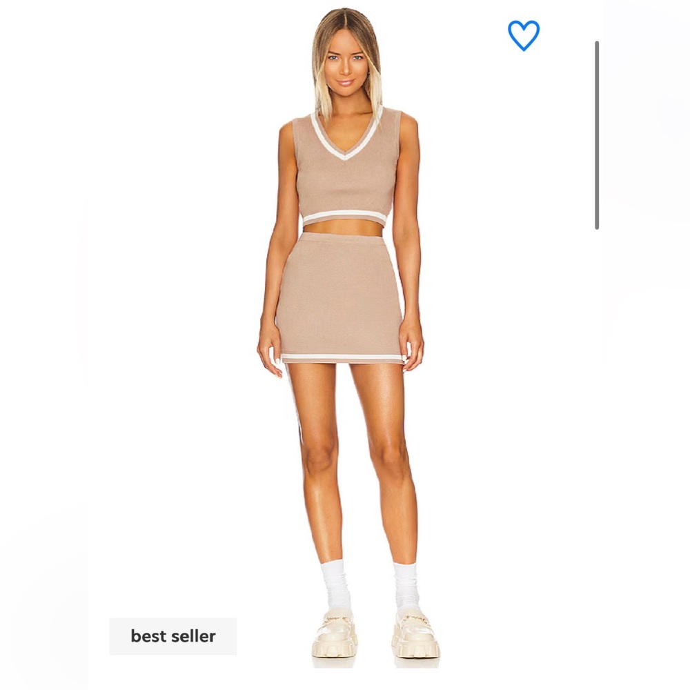 SUPERDOWN revolve Tan Two-Piece Set with White Trim- Size Small